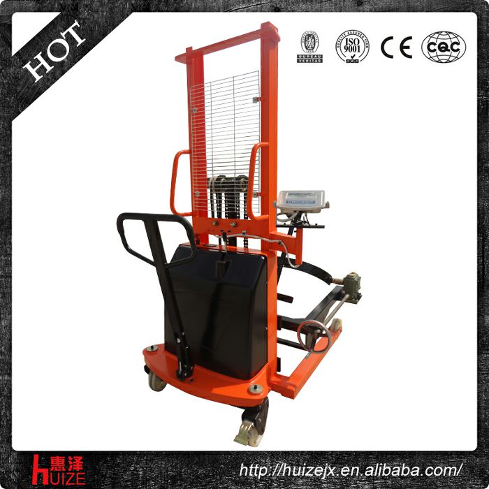 半電動(dòng)稱重油桶車（夾鐵桶，手搖翻轉(zhuǎn)倒料）